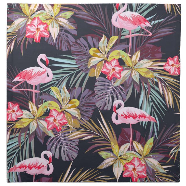 Flamingo Tropical: Summer Seamless Pattern Cloth Napkin (Front)