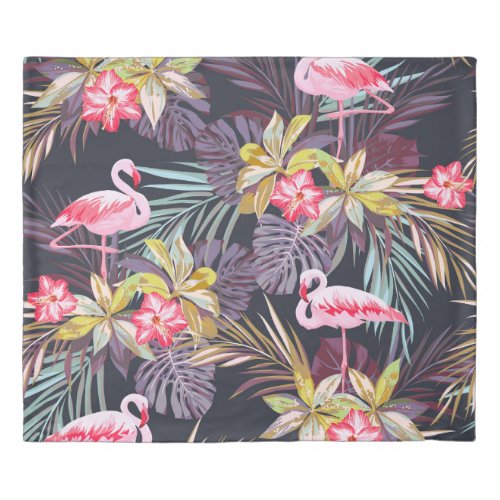 Flamingo Tropical Summer Seamless Pattern Duvet Cover