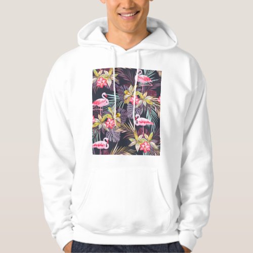 Flamingo Tropical Summer Seamless Pattern Hoodie