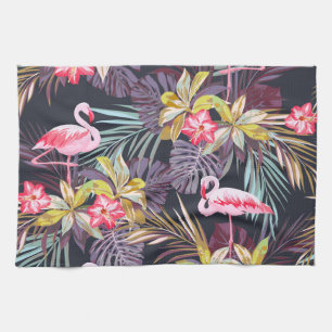 Flamingo Tropical: Summer Seamless Pattern Kitchen Towel