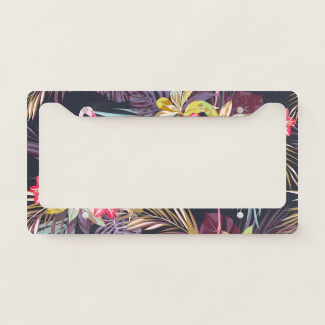 Flamingo Tropical: Summer Seamless Pattern License Plate Frame (Front)