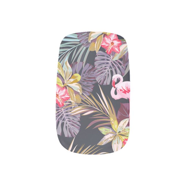 Flamingo Tropical: Summer Seamless Pattern Minx Nail Art (Left Thumb)