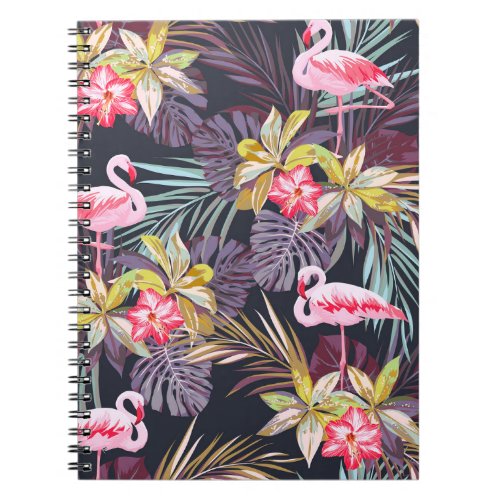 Flamingo Tropical Summer Seamless Pattern Notebook