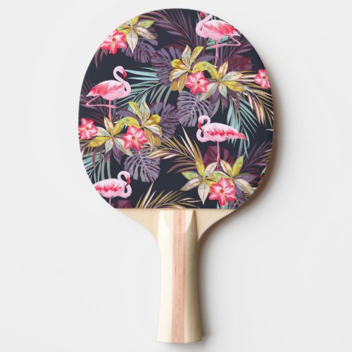 Flamingo Tropical Summer Seamless Pattern Ping Pong Paddle