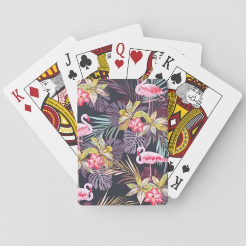 Flamingo Tropical Summer Seamless Pattern Playing Cards