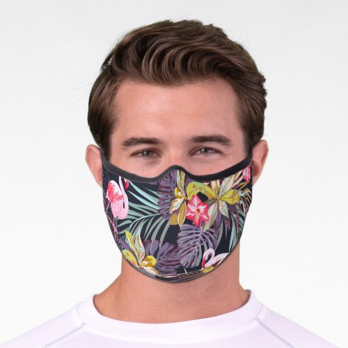 Flamingo Tropical Summer Seamless Pattern Premium Face Mask