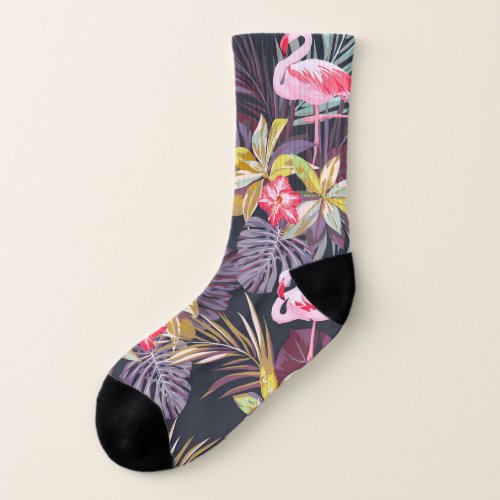 Flamingo Tropical Summer Seamless Pattern Socks