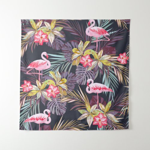 Flamingo Tropical Summer Seamless Pattern Tapestry