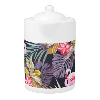 Flamingo Tropical: Summer Seamless Pattern Teapot