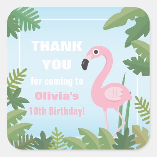 Flamingo Tropical Summer Thank You Stickers