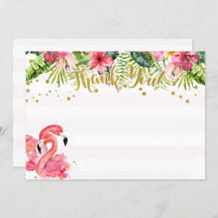 Flamingo Tropical Thank You Card Pink & Gold
