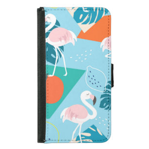 Flamingo Tropical, Trendy Vintage Pattern. Samsung Galaxy S5 Wallet Case