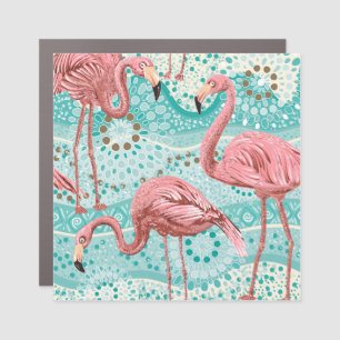 Flamingo Tropical: Vintage Floral Wallpaper Car Magnet