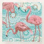Flamingo Tropical: Vintage Floral Wallpaper Glass Coaster<br><div class="desc">Seamless Vintage floral pattern background with flamingo. Wallpaper with flamingos and tropical plants. Vintage clipart. Embroidered Iris Dreams! Renaissance elegance on a seamless template. Vintage florals and flamingos dance. Pattern and paradise embrace in beauty. flamingo, pattern, seamless, abstract, miami, background, rapport, tropical, botanical, trendy, ethnic, textile, decor, batik, leaf, illustration,...</div>