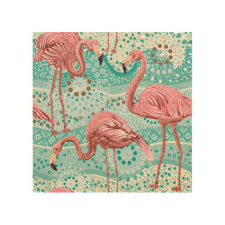 Flamingo Tropical: Vintage Floral Wallpaper Wood Wall Art