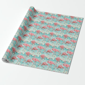 Flamingo Tropical: Vintage Floral Wallpaper Wrapping Paper