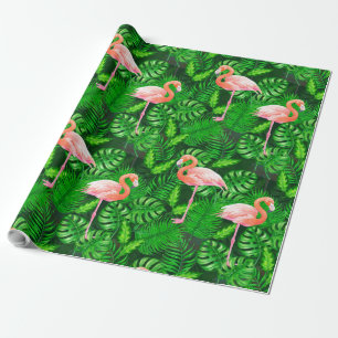 Flamingo tropical water color wrapping paper
