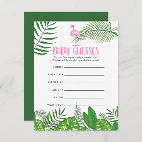 Flamingo Tropical Watercolor Baby Shower Guessing Invitation