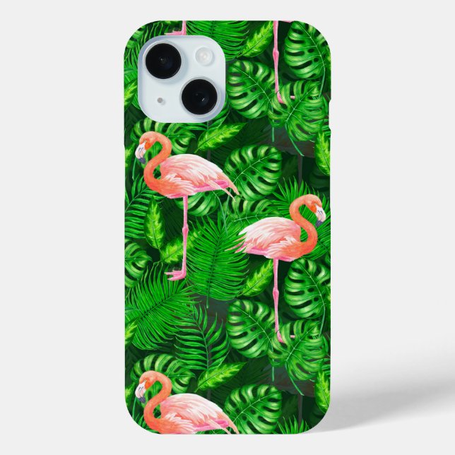 Flamingo tropical watercolor Case-Mate iPhone case (Back)