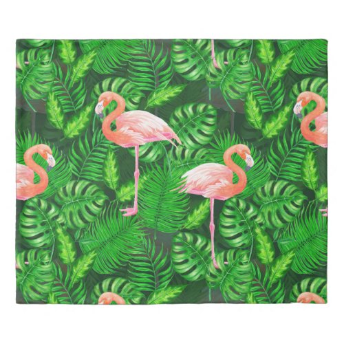 Flamingo tropical watercolor duvet cover