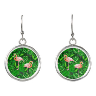 Flamingo tropical watercolor earrings