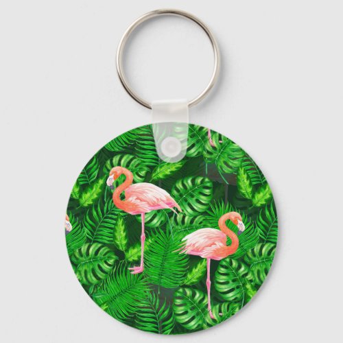 Flamingo tropical watercolor keychain