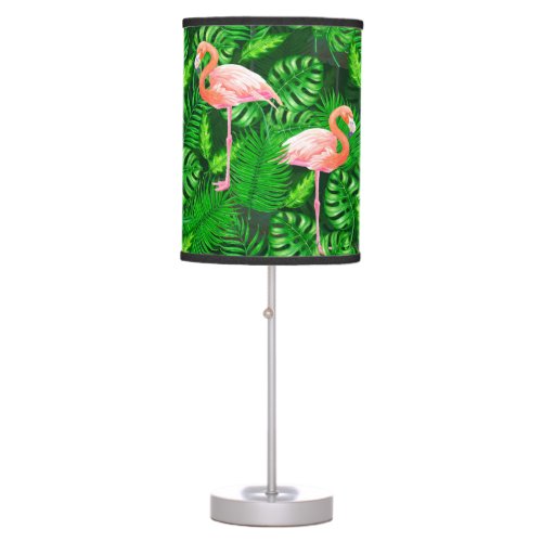 Flamingo tropical watercolor table lamp