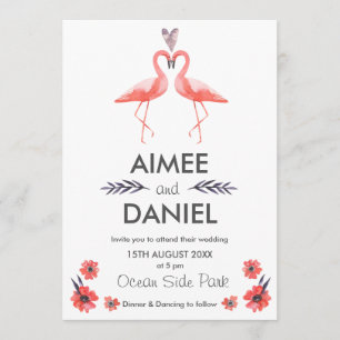 Flamingo tropical wedding invitation card Suite