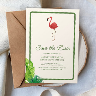 Flamingo Tropics Coastal Wedding Save the Date Invitation