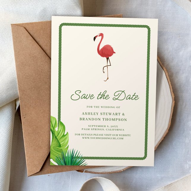 Flamingo Tropics Coastal Wedding Save the Date Invitation (Creator Uploaded)