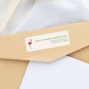 Flamingo Tropics Retro Wedding Return Address Label