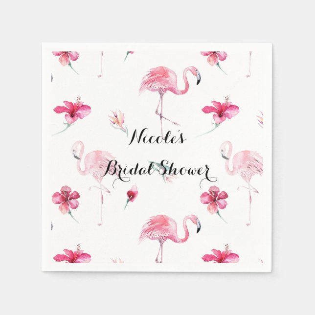 Flamingo Tropics Summer Birthday Party Elegant Napkins (Front)