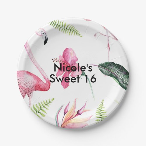 Flamingo Tropics Summer Birthday Party Elegant Paper Plates