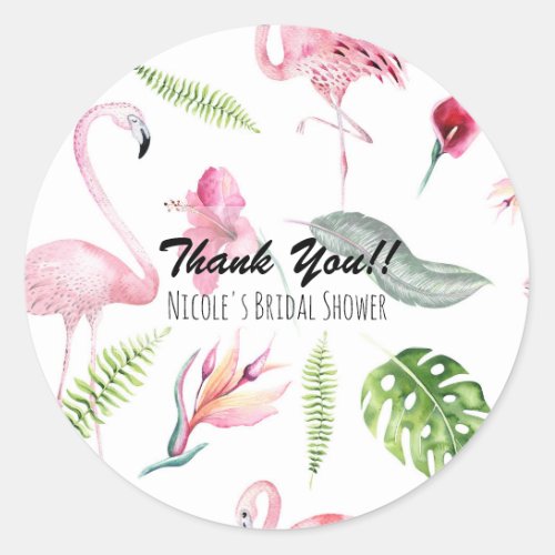 Flamingo Tropics Summer Birthday Party Favor Classic Round Sticker