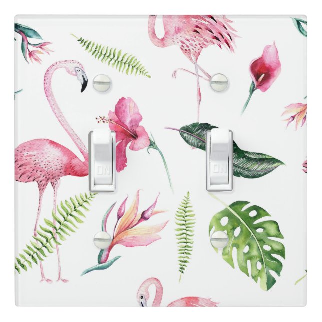 Flamingo Tropics Summer Island Chic Hibiscus Light Switch Cover (In Situ)