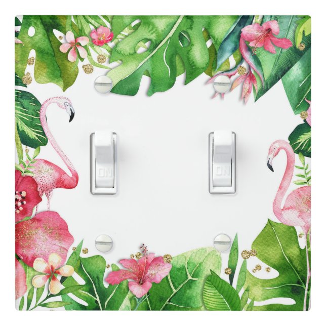 Flamingo Tropics Summer Island Chic Hibiscus Light Switch Cover (In Situ)