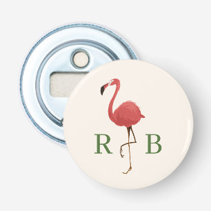 Flamingo Tropics Wedding Favor, Monogram Bottle Opener