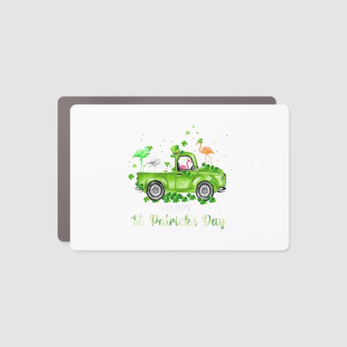 Flamingo Truck Shamrock Green St Patrick Day Lover Car Magnet