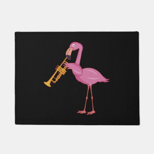 Flamingo trumpet wind instrument gift jazz doormat