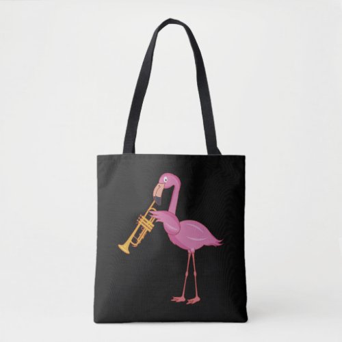 Flamingo trumpet wind instrument gift jazz tote bag
