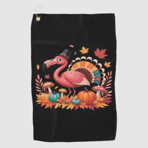 Flamingo Turkey Cute Flamingo Turkey Fall Leaf Tha Golf Towel