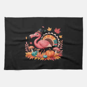 Flamingo Turkey Cute Flamingo Turkey Fall Leaf Tha Kitchen Towel