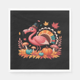 Flamingo Turkey Cute Flamingo Turkey Fall Leaf Tha Napkins