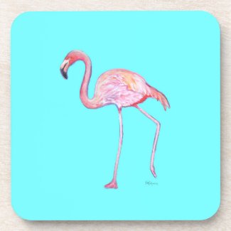 Flamingo Turquoise Blue Coaster