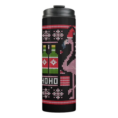 Flamingo Ugly Christmas Sweater Beer Drinker Booze Thermal Tumbler