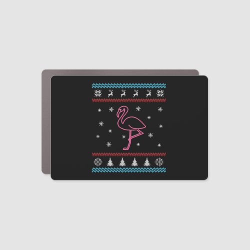 Flamingo Ugly Christmas Sweater Car Magnet