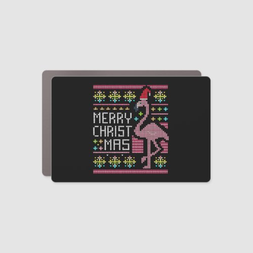 Flamingo Ugly Christmas Sweater Humor Fun Car Magnet