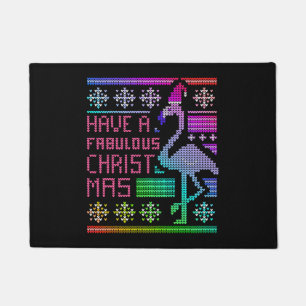 Flamingo Ugly Christmas Sweater Humor Fun Saying Doormat