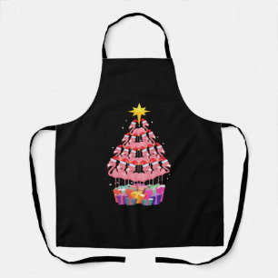 Flamingo Ugly Christmas Tree Funny Gift Apron
