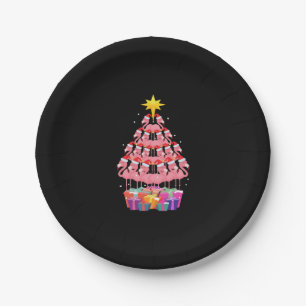 Flamingo Ugly Christmas Tree Funny Gift Paper Plates